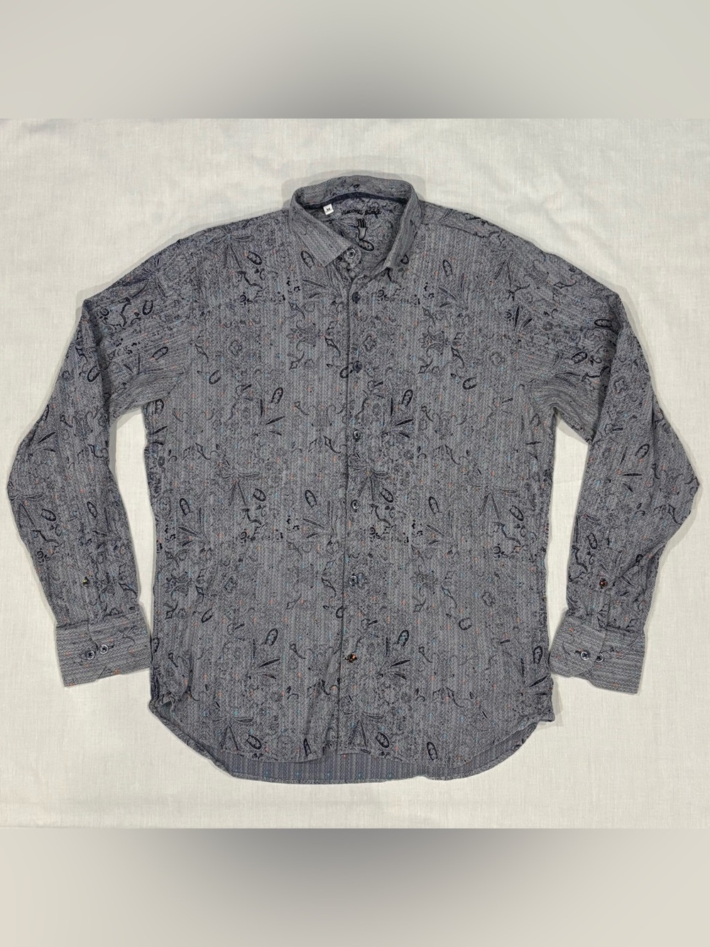 Visconti Black Luchiano Visconti Mardi Gras Paisley Button Down Shirt Medium